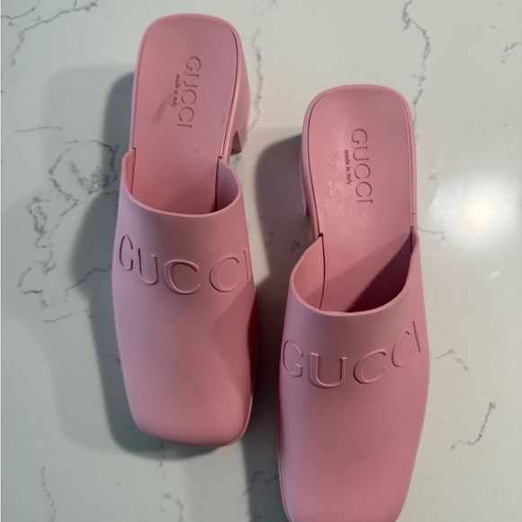 Gucci Matte Pink Mules - Picture 1 of 9